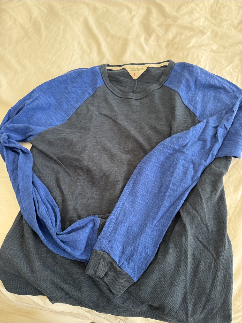 rag & bone Black Body with Blue Raglan Long-Sleeve Shirt
